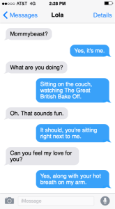 Text messages from Lola the English bulldog