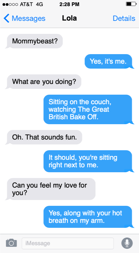 Text messages from Lola the English bulldog