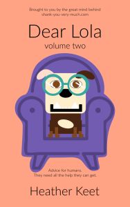 A book cover showing Lola sitting in her thinking chair while wearing eyeglasses.