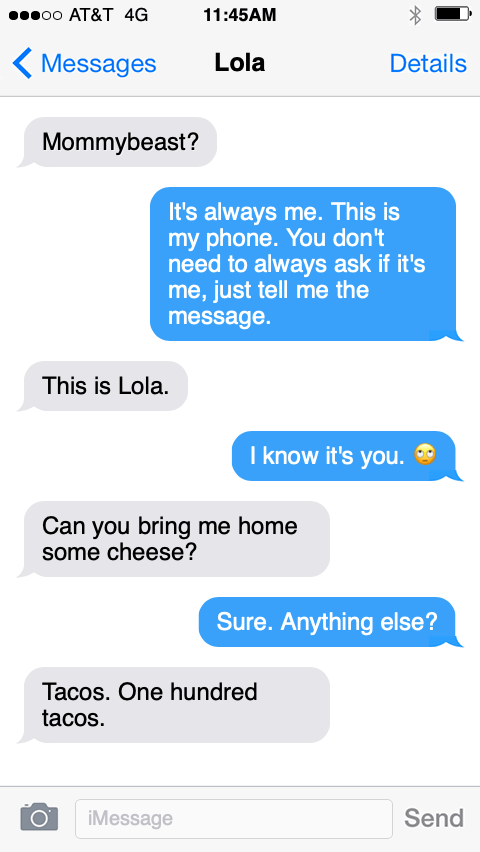 Text messages from Lola the English bulldog