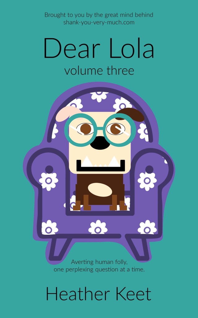 A book cover showing Lola sitting in her thinking chair while wearing eyeglasses.